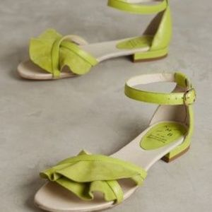 Anthropologie KMB Ruffled Cross-Strap Sandals 37